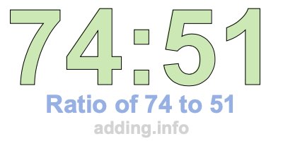 Ratio of 74 to 51 Ratio of 74 to 51