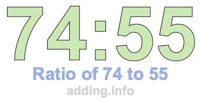 Ratio of 74 to 55 Ratio of 74 to 55