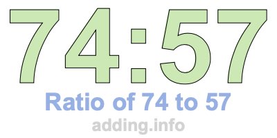 Ratio of 74 to 57 Ratio of 74 to 57