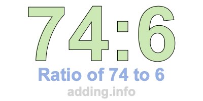 Ratio of 74 to 6 Ratio of 74 to 6