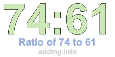 Ratio of 74 to 61 Ratio of 74 to 61