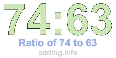 Ratio of 74 to 63 Ratio of 74 to 63