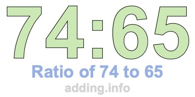 Ratio of 74 to 65