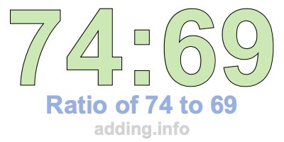 Ratio of 74 to 69 Ratio of 74 to 69