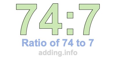 Ratio of 74 to 7 Ratio of 74 to 7