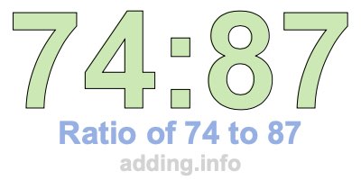 Ratio of 74 to 87 Ratio of 74 to 87