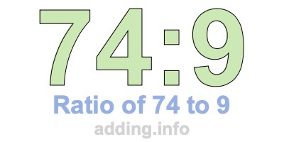 Ratio of 74 to 9 Ratio of 74 to 9
