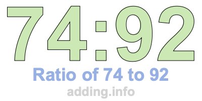 Ratio of 74 to 92 Ratio of 74 to 92