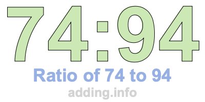 Ratio of 74 to 94