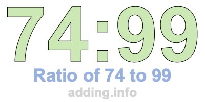 Ratio of 74 to 99 Ratio of 74 to 99