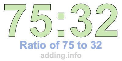 Ratio of 75 to 32