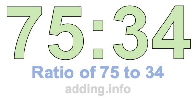 Ratio of 75 to 34