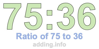 Ratio of 75 to 36 Ratio of 75 to 36