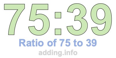 Ratio of 75 to 39 Ratio of 75 to 39