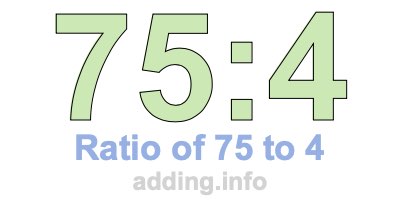 Ratio of 75 to 4 Ratio of 75 to 4