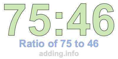 Ratio of 75 to 46 Ratio of 75 to 46