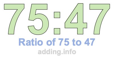 Ratio of 75 to 47