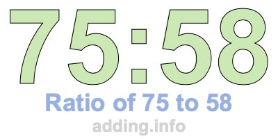 Ratio of 75 to 58 Ratio of 75 to 58