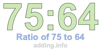 Ratio of 75 to 64 Ratio of 75 to 64