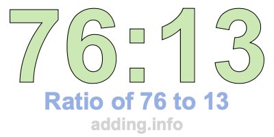 Ratio of 76 to 13 Ratio of 76 to 13