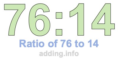 Ratio of 76 to 14 Ratio of 76 to 14
