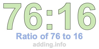 Ratio of 76 to 16 Ratio of 76 to 16
