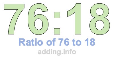 Ratio of 76 to 18 Ratio of 76 to 18