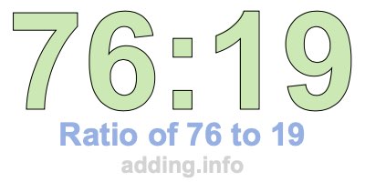 Ratio of 76 to 19 Ratio of 76 to 19