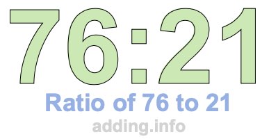 Ratio of 76 to 21 Ratio of 76 to 21