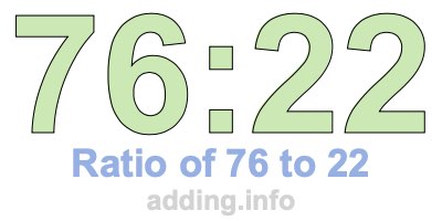 Ratio of 76 to 22 Ratio of 76 to 22