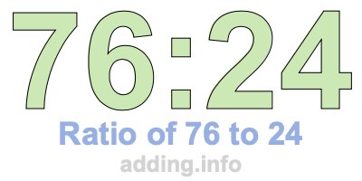 Ratio of 76 to 24 Ratio of 76 to 24