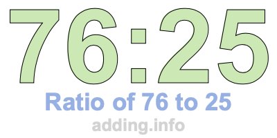 Ratio of 76 to 25 Ratio of 76 to 25