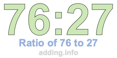 Ratio of 76 to 27 Ratio of 76 to 27