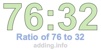 Ratio of 76 to 32 Ratio of 76 to 32