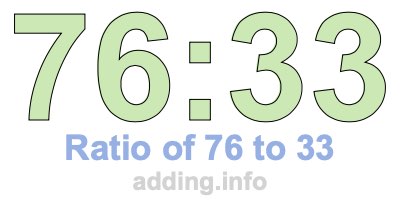 Ratio of 76 to 33 Ratio of 76 to 33
