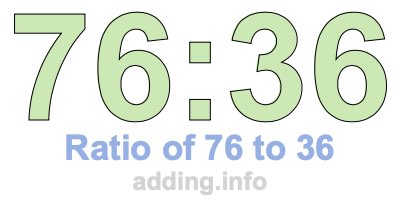 Ratio of 76 to 36 Ratio of 76 to 36