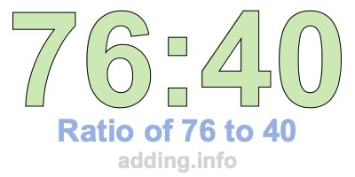 Ratio of 76 to 40 Ratio of 76 to 40