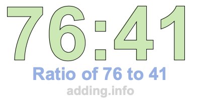Ratio of 76 to 41 Ratio of 76 to 41