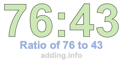 Ratio of 76 to 43 Ratio of 76 to 43