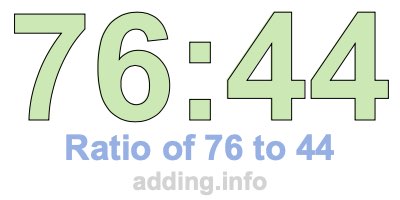 Ratio of 76 to 44