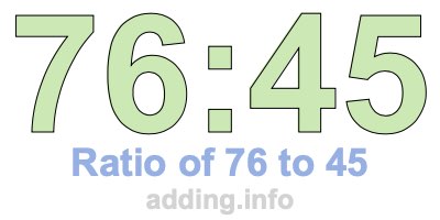 Ratio of 76 to 45