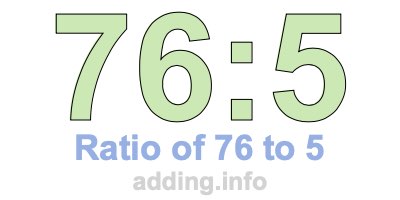 Ratio of 76 to 5 Ratio of 76 to 5