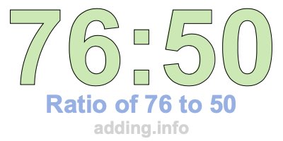 Ratio of 76 to 50