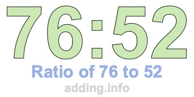 Ratio of 76 to 52 Ratio of 76 to 52