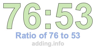 Ratio of 76 to 53 Ratio of 76 to 53