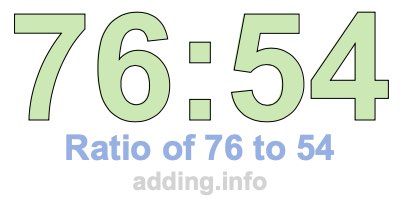 Ratio of 76 to 54 Ratio of 76 to 54