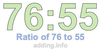 Ratio of 76 to 55 Ratio of 76 to 55