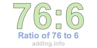 Ratio of 76 to 6 Ratio of 76 to 6