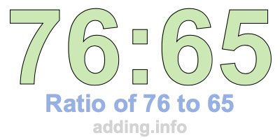 Ratio of 76 to 65 Ratio of 76 to 65