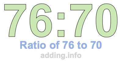 Ratio of 76 to 70 Ratio of 76 to 70